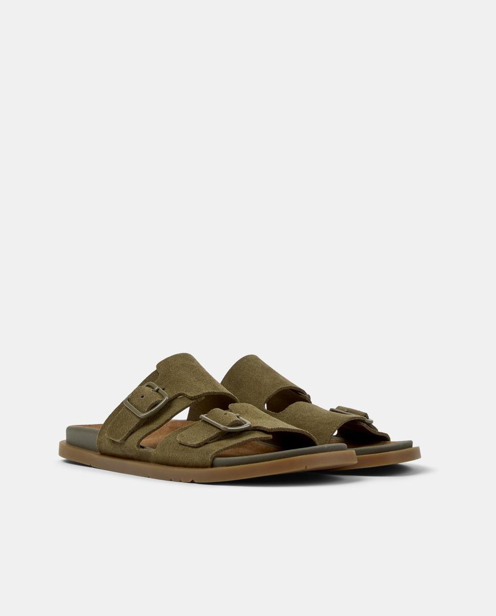 Sandalias planas de mujer de piel lluc sandal - Camper - Verde Oliva Verde Oliva-5