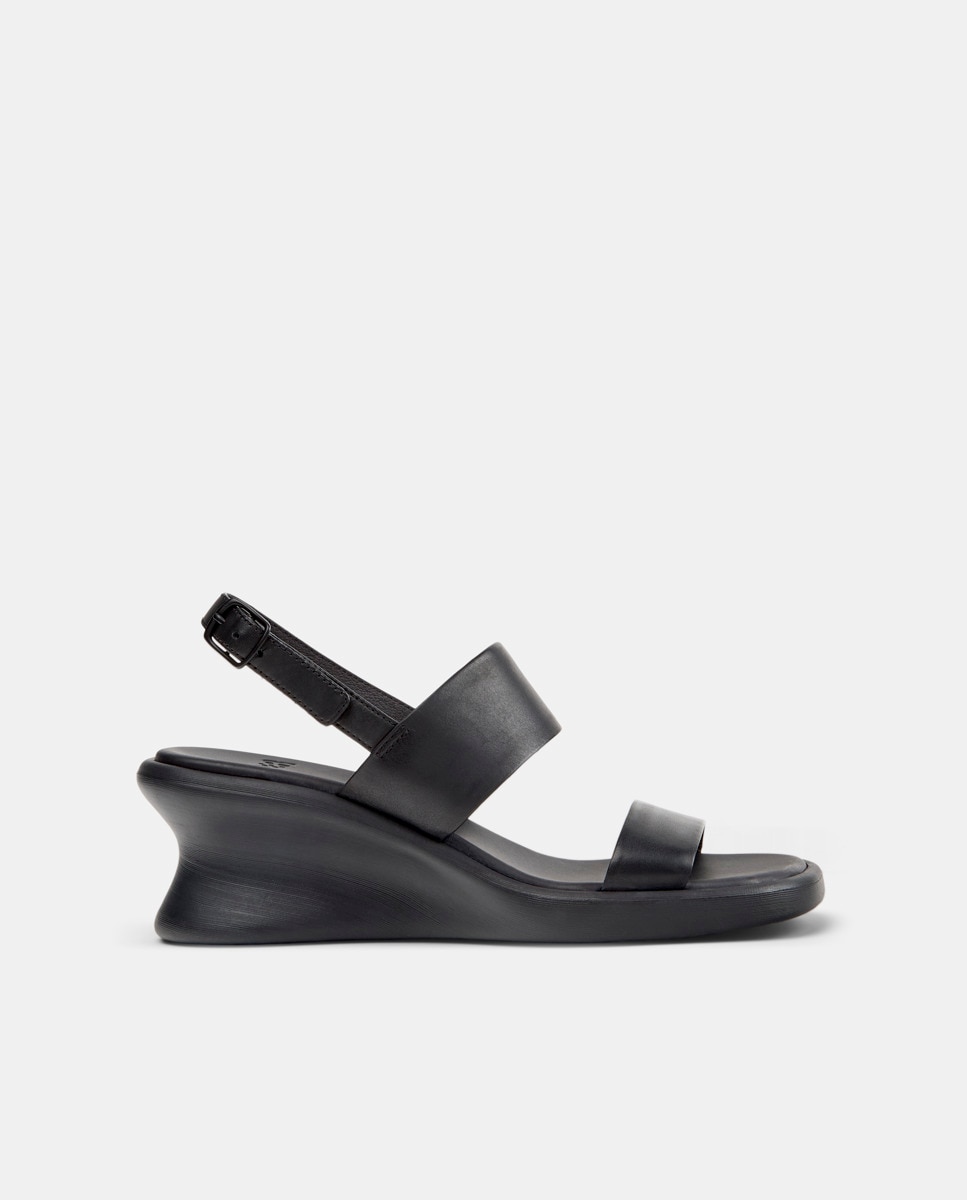 Sandalias de cuña de mujer de piel louise sandal - Camper - Negro Negro-1
