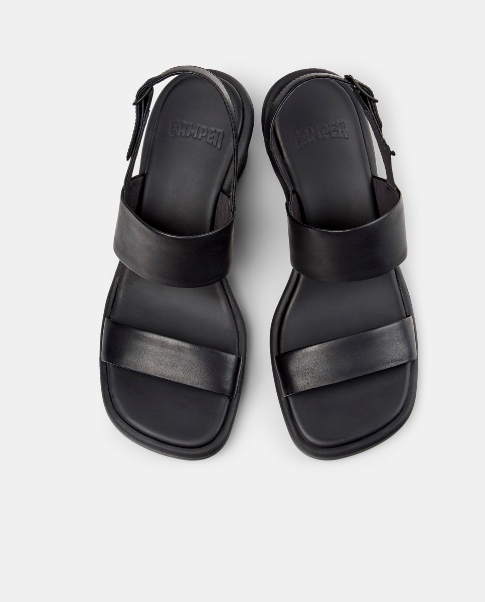 Sandalias de cuña de mujer de piel louise sandal - Camper - Negro Negro-2