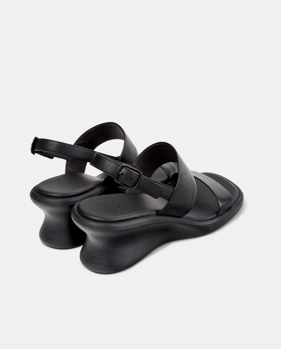 Sandalias de cuña de mujer de piel louise sandal - Camper - Negro Negro-4