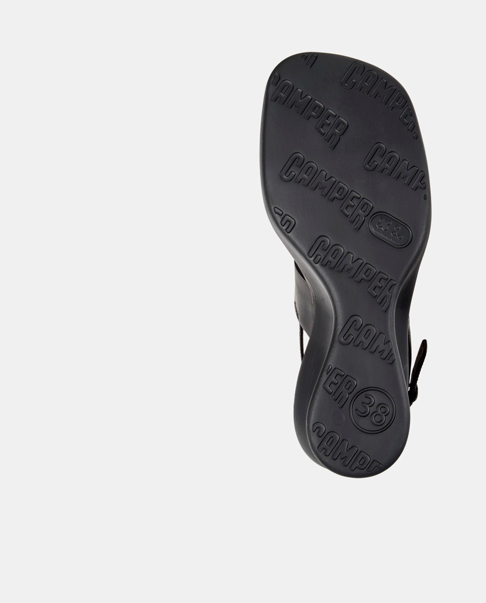 Sandalias de cuña de mujer de piel louise sandal - Camper - Negro Negro-5