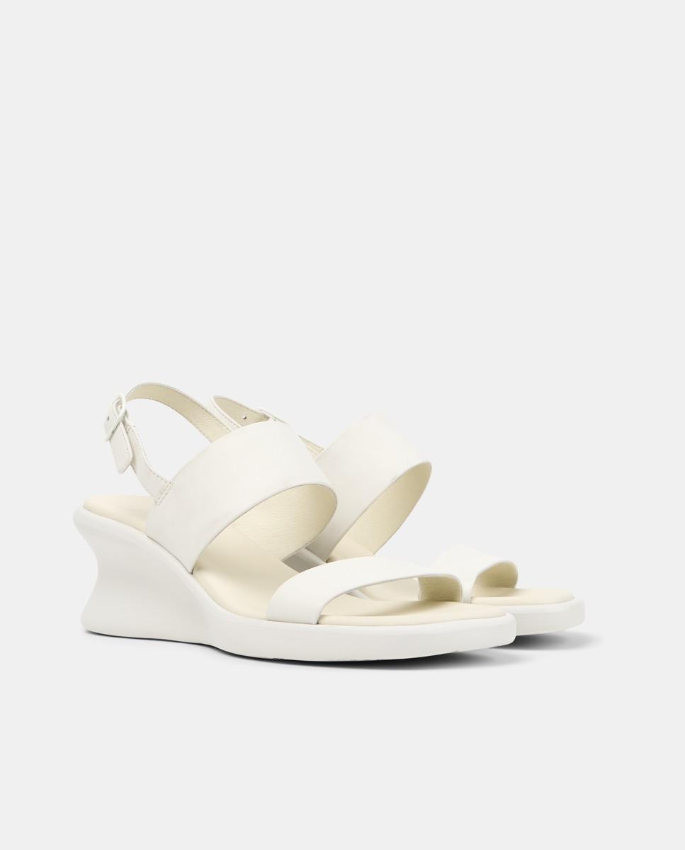 Sandalias de cuña de mujer de piel louise sandal - Camper - Blanco Blanco-5