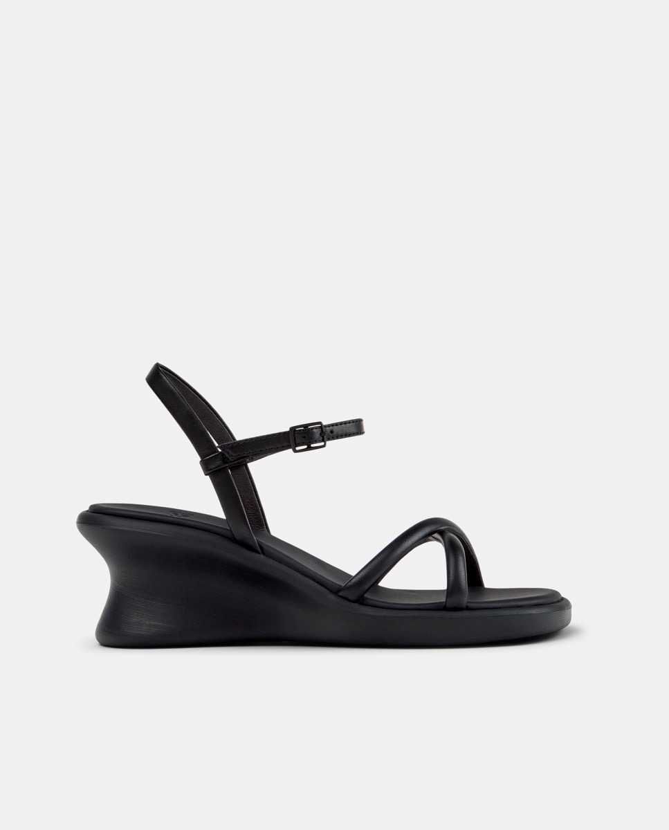Sandalias de cuña de mujer de piel louise sandal - Camper - Negro Negro-1