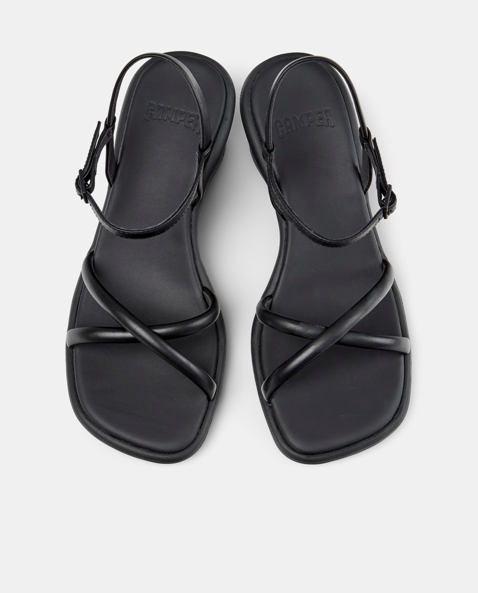 Sandalias de cuña de mujer de piel louise sandal - Camper - Negro Negro-2