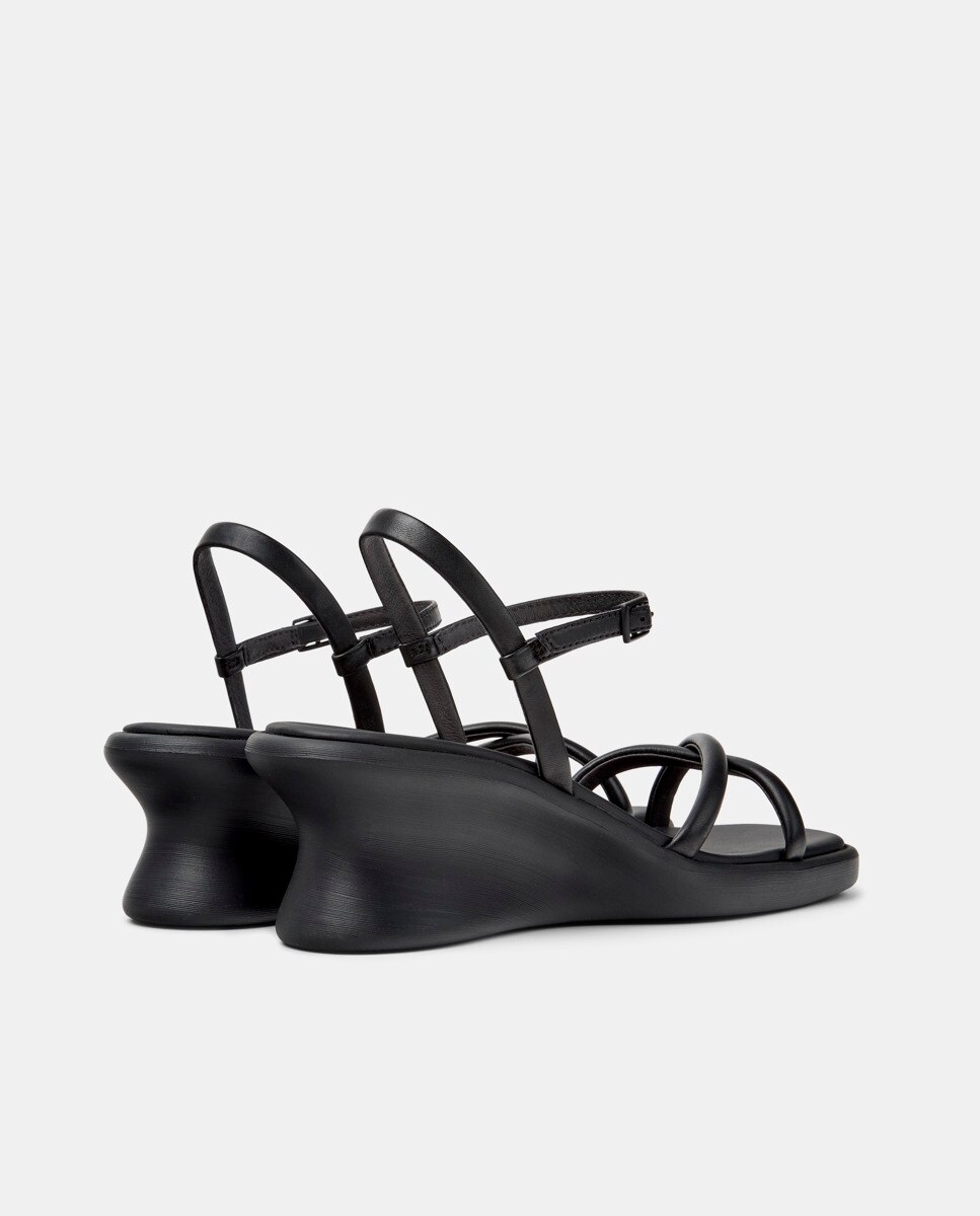 Sandalias de cuña de mujer de piel louise sandal - Camper - Negro Negro-4
