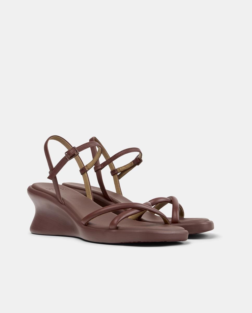 Sandalias de cuña de mujer de piel louise sandal - Camper - Burdeos Burdeos-5