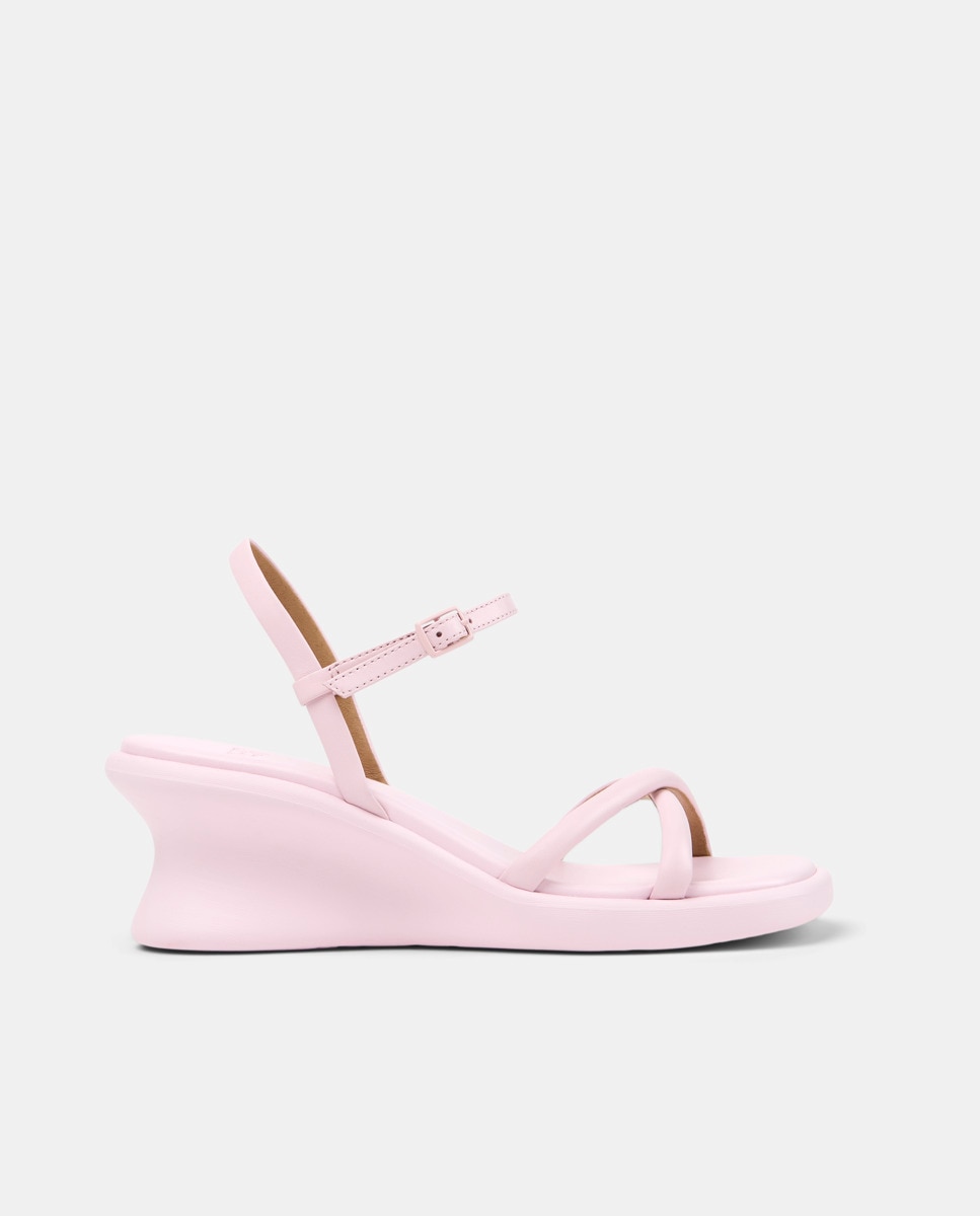 Sandalias de cuña de mujer de piel louise sandal - Camper - Rosa pastel Rosa pastel-1