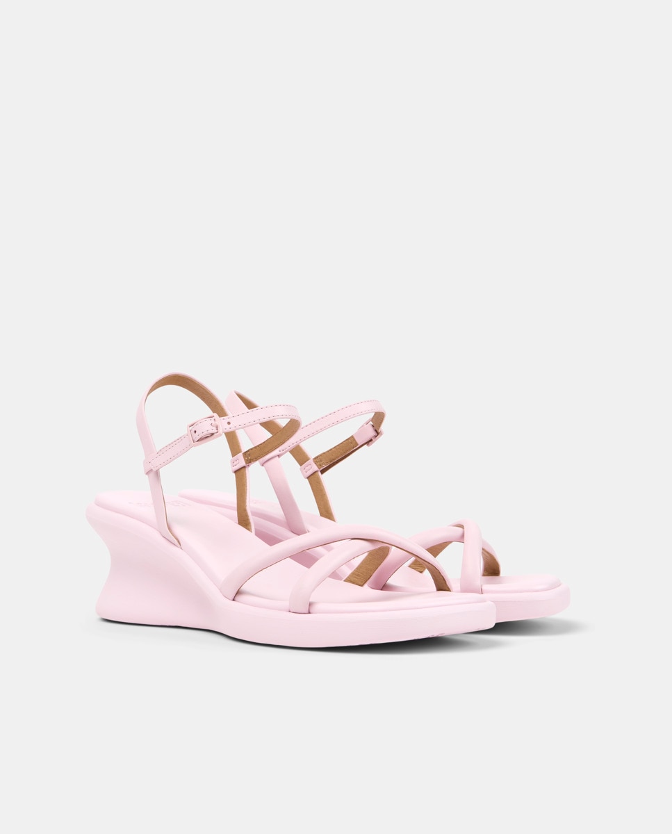 Sandalias de cuña de mujer de piel louise sandal - Camper - Rosa pastel Rosa pastel-3