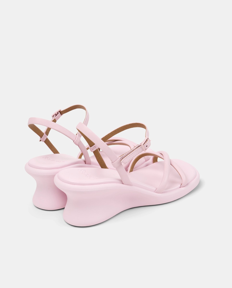 Sandalias de cuña de mujer de piel louise sandal - Camper - Rosa pastel Rosa pastel-4