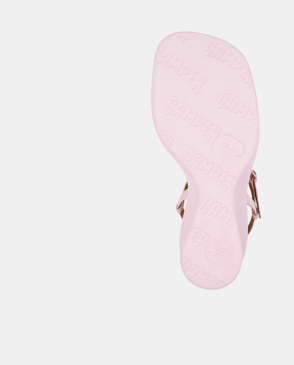 Sandalias de cuña de mujer de piel louise sandal - Camper - Rosa pastel Rosa pastel-5