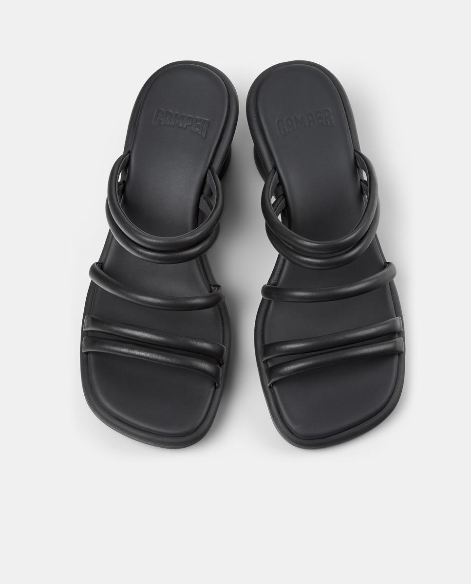 Sandalias de cuña de mujer de piel louise sandal - Camper - Negro Negro-3
