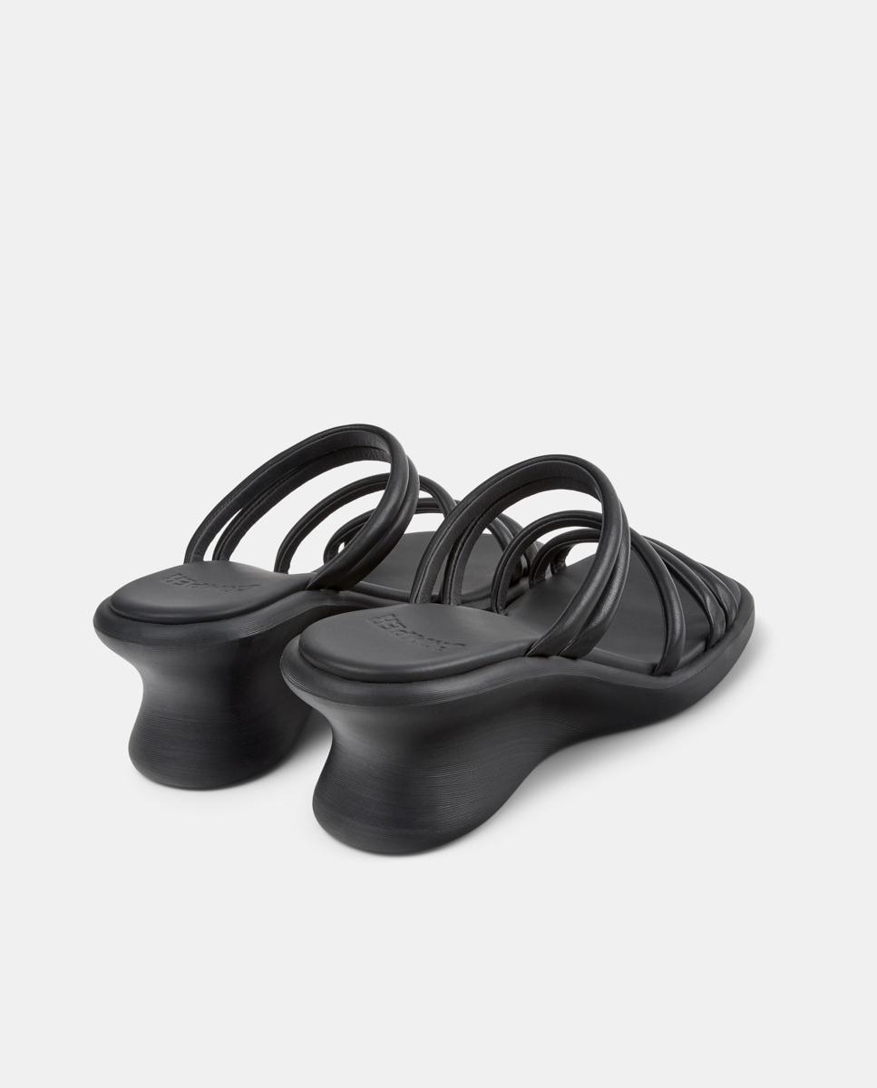 Sandalias de cuña de mujer de piel louise sandal - Camper - Negro Negro-2