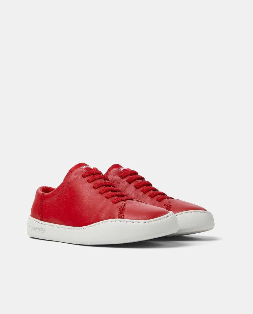 Imagen 5 de Zapatillas de piel de mujer peu touring con cordones en negro - Camper - Rojo Rojo
