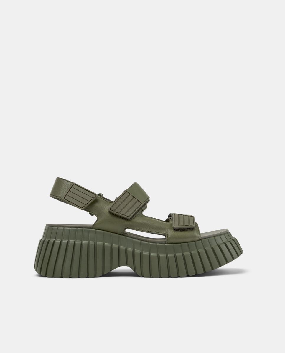 Sandalias de mujer BCN de piel con plataforma - Camper - Verde oscuro Verde oscuro-1