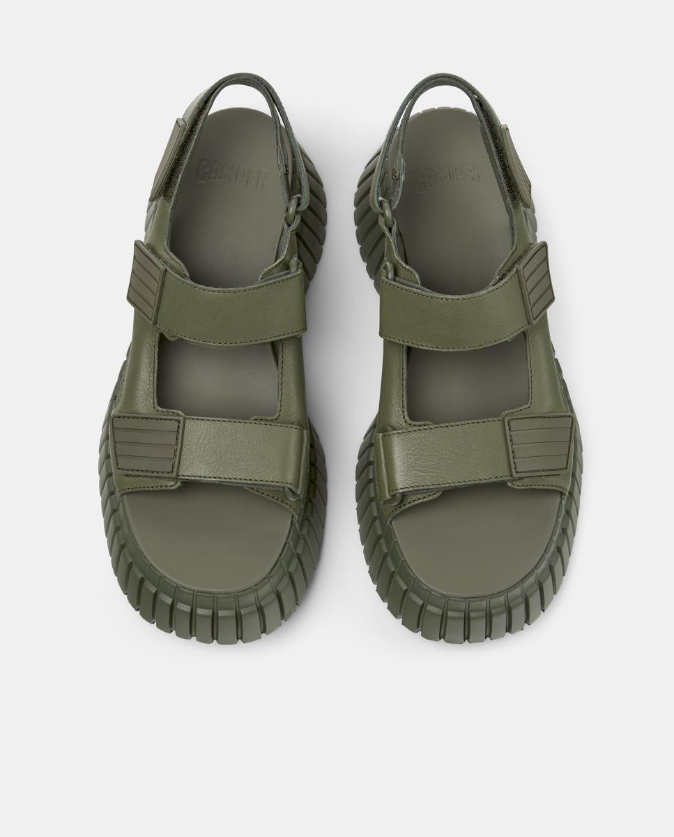 Sandalias de mujer BCN de piel con plataforma - Camper - Verde oscuro Verde oscuro-3