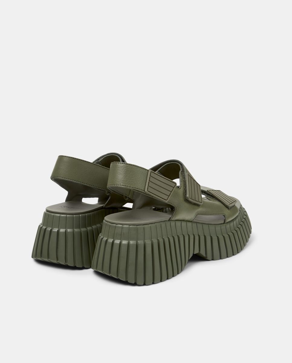 Sandalias de mujer BCN de piel con plataforma - Camper - Verde oscuro Verde oscuro-2