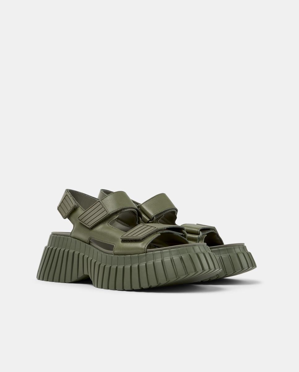 Sandalias de mujer BCN de piel con plataforma - Camper - Verde oscuro Verde oscuro-5