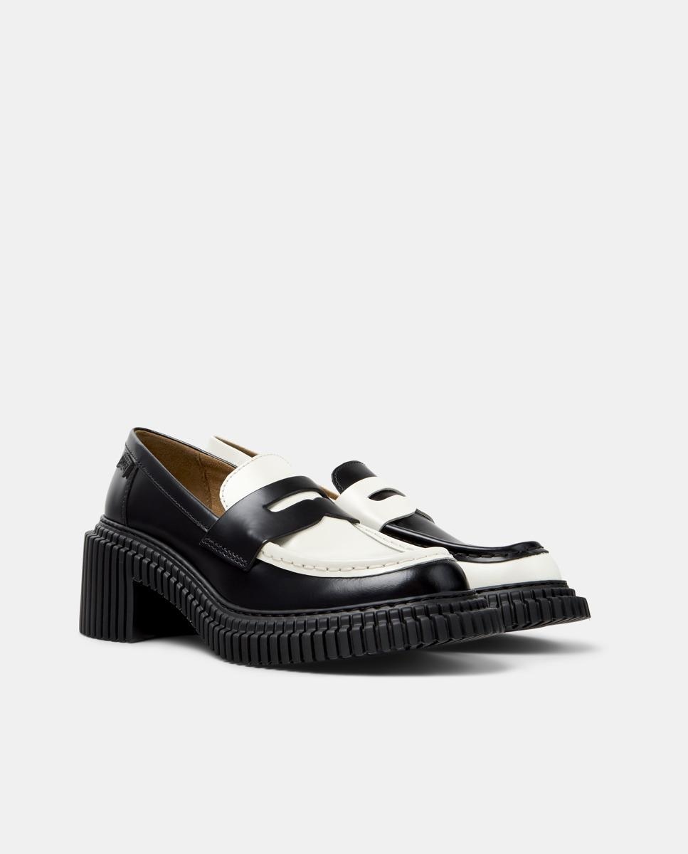 Mocasines de piel de mujer Pix London Twins - Camper - Blanco / Negro Blanco / Negro-5