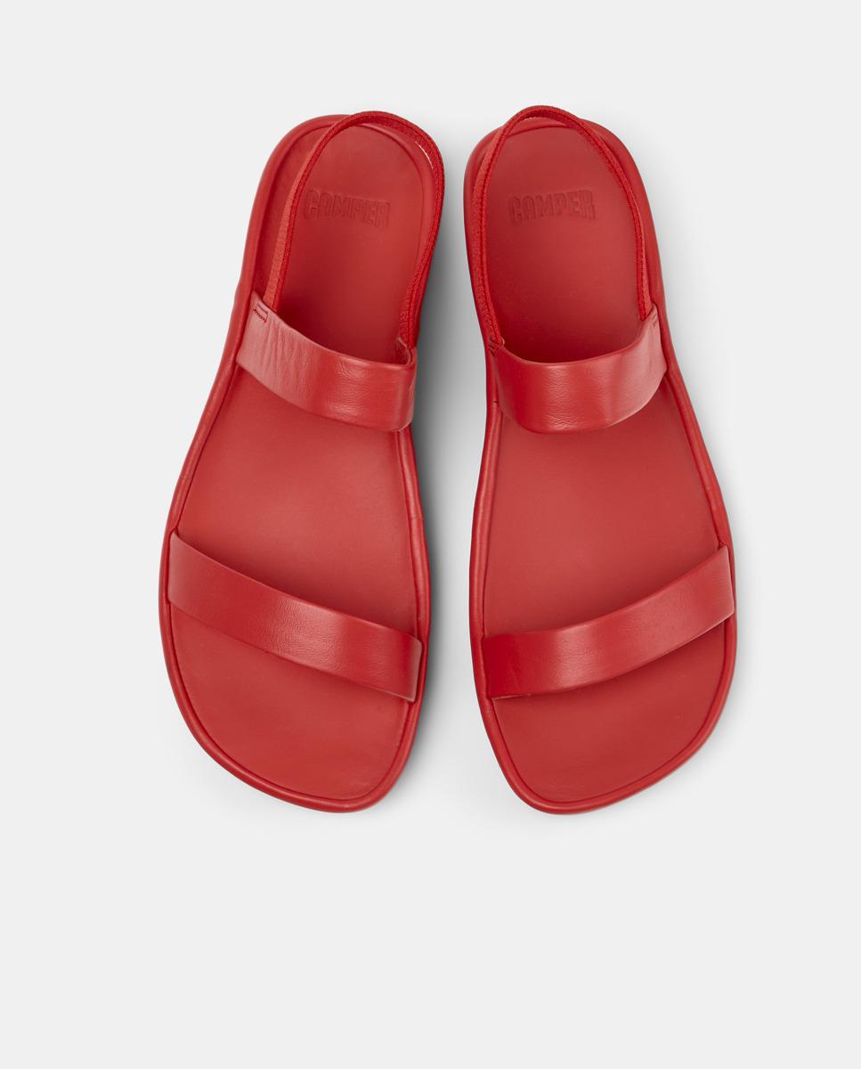 Sandalias planas de mujer de piel right isla - Camper - Rojo Rojo-3
