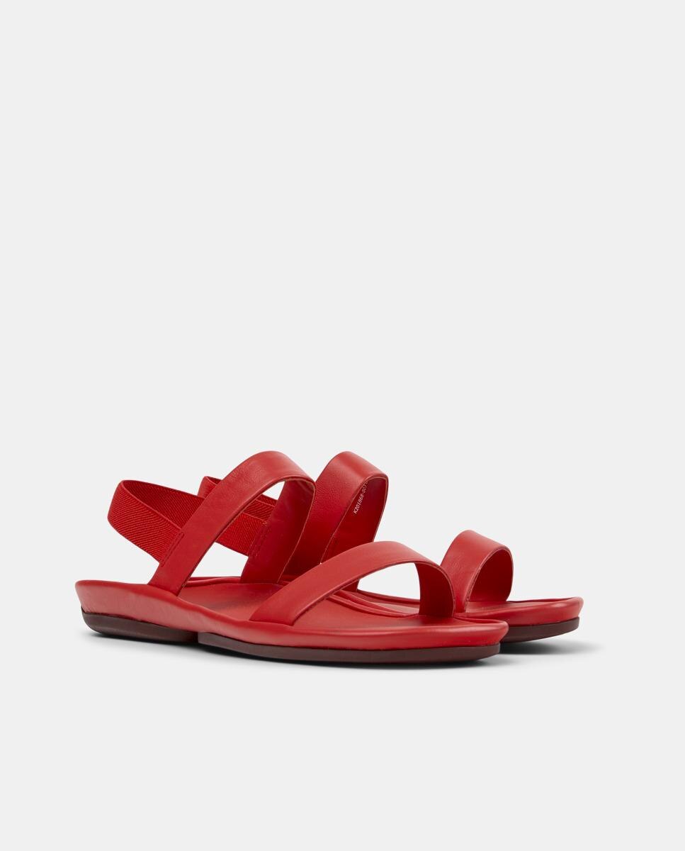 Sandalias planas de mujer de piel right isla - Camper - Rojo Rojo-5
