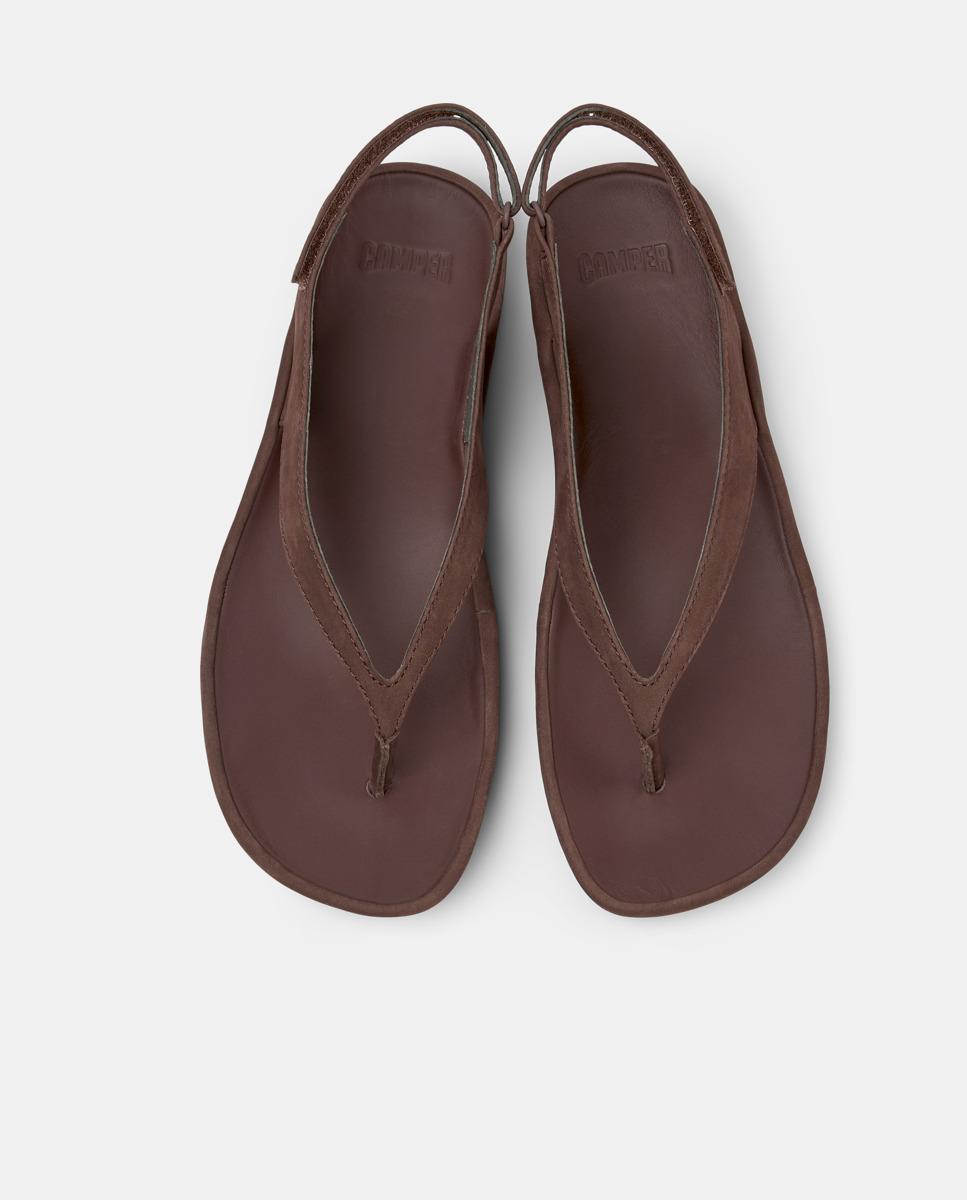 Sandalias planas de mujer de piel right isla - Camper - Marrón oscuro Marrón oscuro-3
