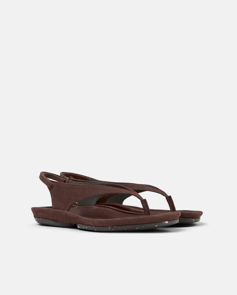 Sandalias planas de mujer de piel right isla - Camper - Marrón oscuro Marrón oscuro-5