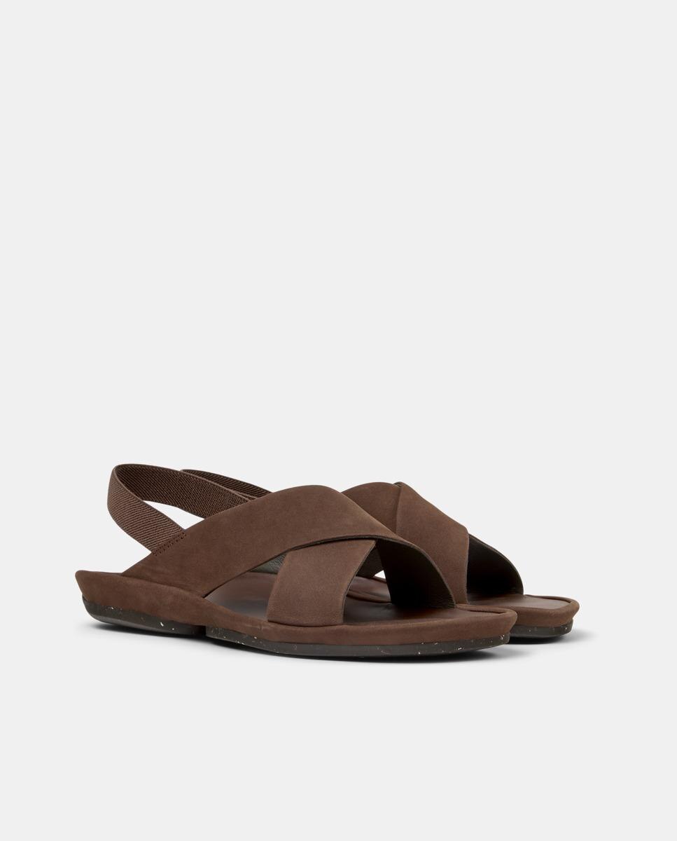 Sandalias planas de mujer de piel right isla - Camper - Marrón Marrón-5