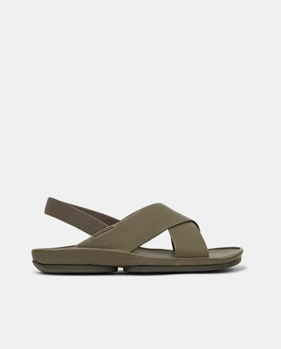Sandalias planas de mujer de piel right isla - Camper - Verde Oliva Verde Oliva-1