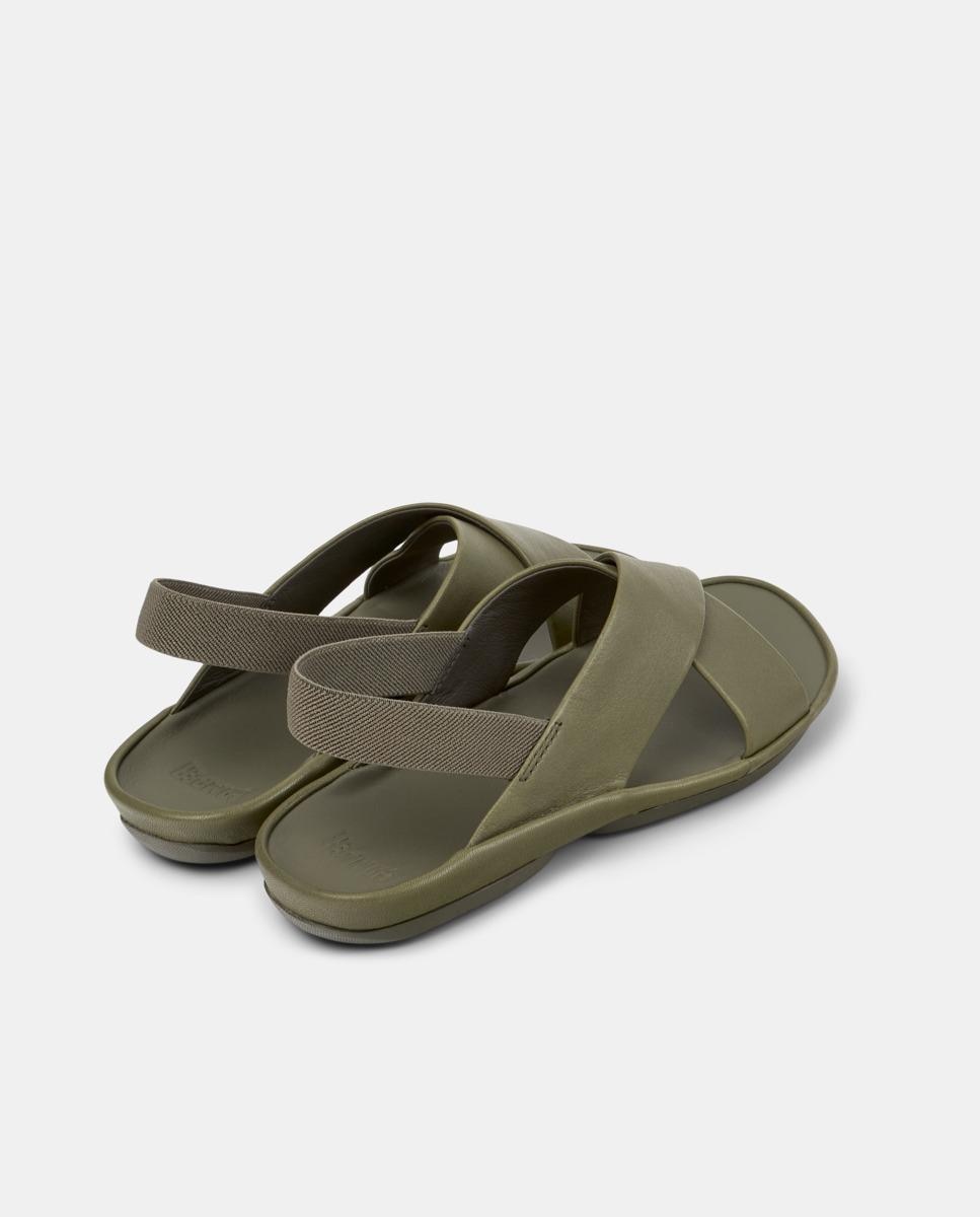 Sandalias planas de mujer de piel right isla - Camper - Verde Oliva Verde Oliva-2