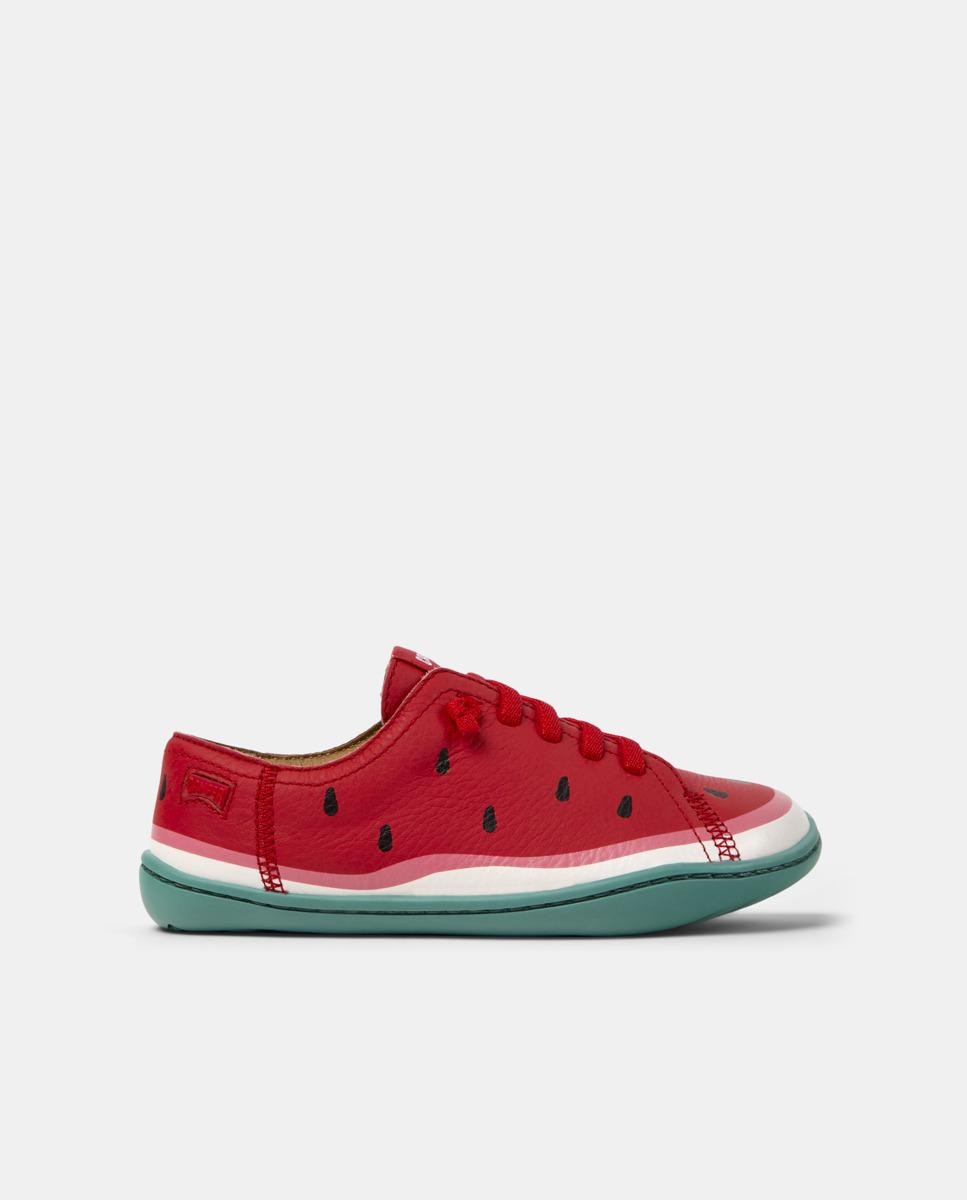 Zapatillas de piel de niña peu cami con cordones - Camper - Rojo Rojo-1