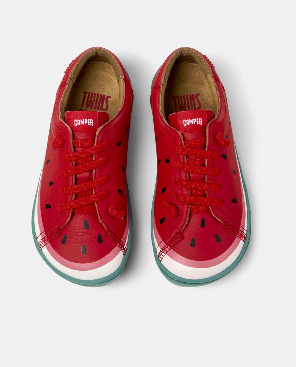 Zapatillas de piel de niña peu cami con cordones - Camper - Rojo Rojo-2