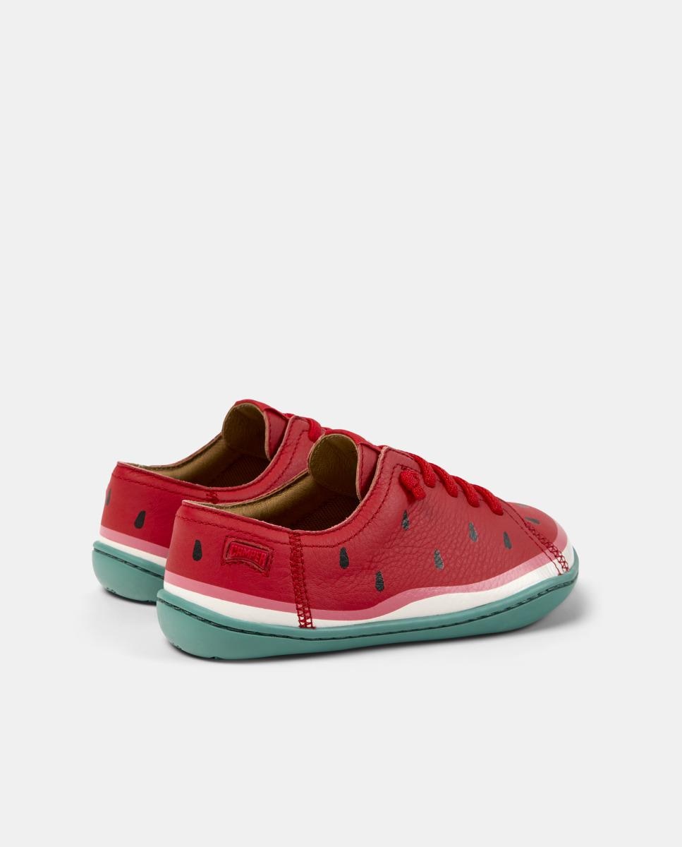 Zapatillas de piel de niña peu cami con cordones - Camper - Rojo Rojo-3
