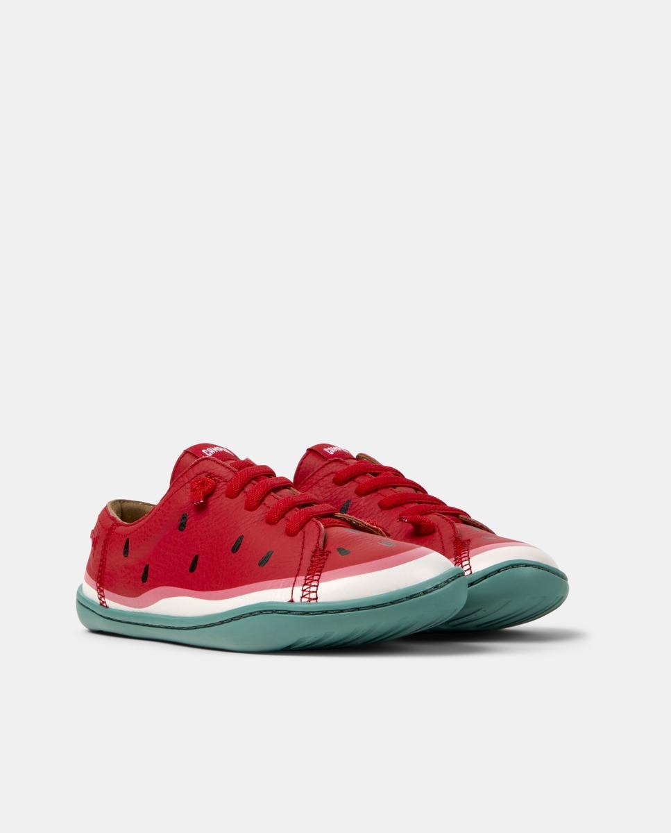 Zapatillas de piel de niña peu cami con cordones - Camper - Rojo Rojo-5