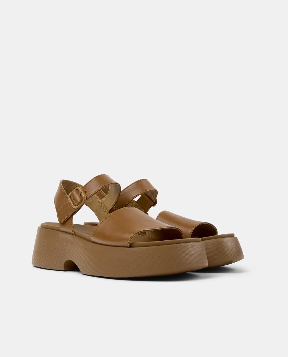 Sandalias de tacón de mujer de piel tasha - Camper - Marrón Marrón-5