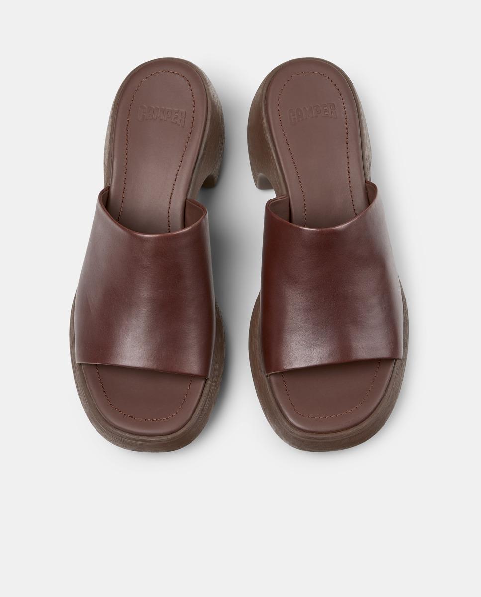 Sandalias de tacón de mujer de piel thelma - Camper - Marrón Marrón-3