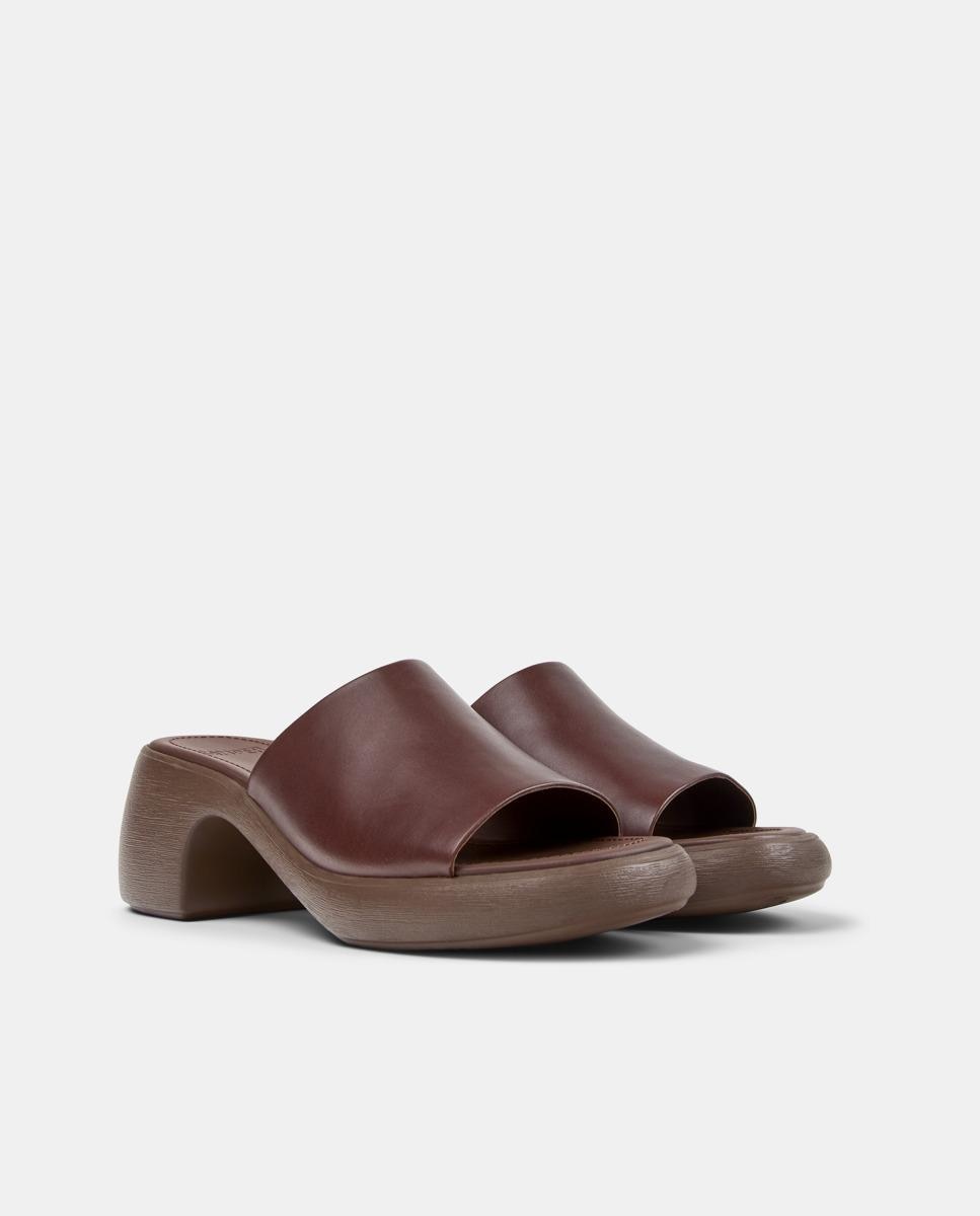 Sandalias de tacón de mujer de piel thelma - Camper - Marrón Marrón-5