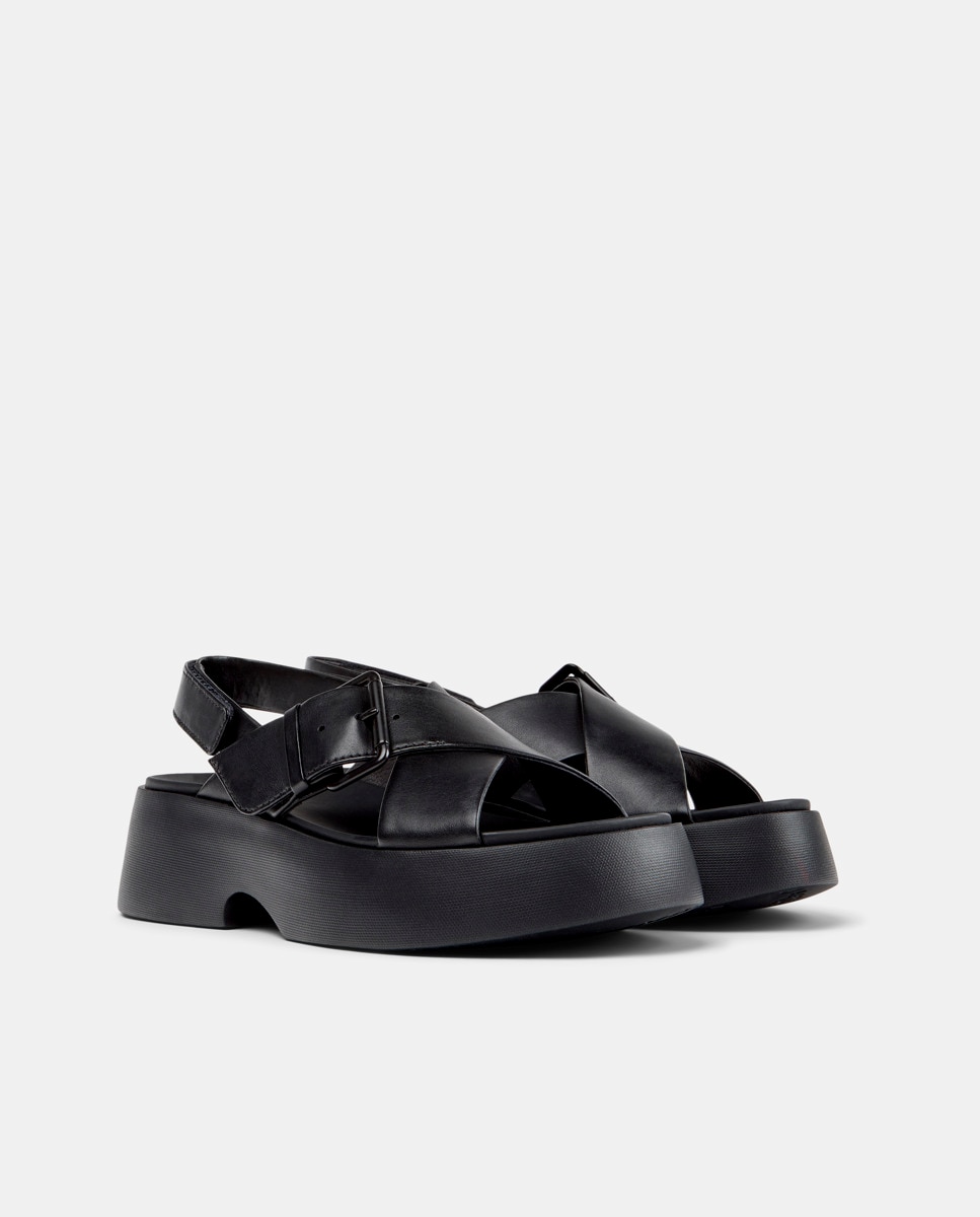 Sandalias de tacón de mujer de piel tasha - Camper - Negro Negro-3