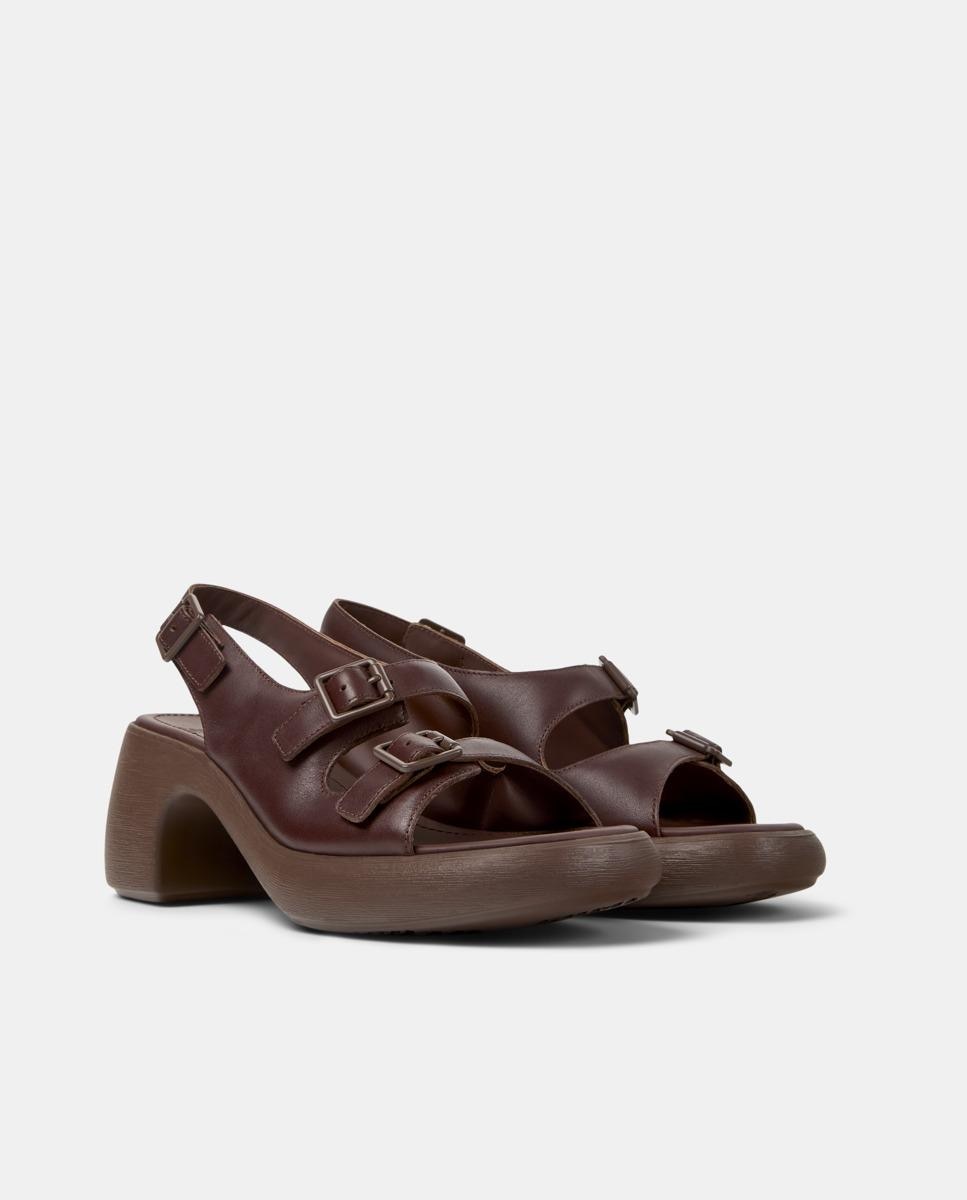Sandalias de tacón de mujer de piel thelma - Camper - Marrón Marrón-3