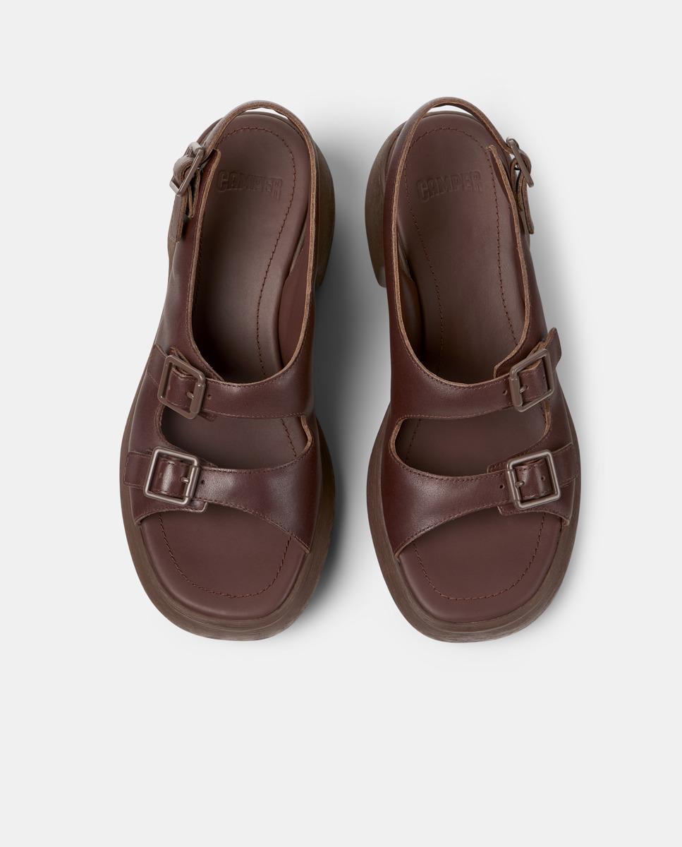 Sandalias de tacón de mujer de piel thelma - Camper - Marrón Marrón-2