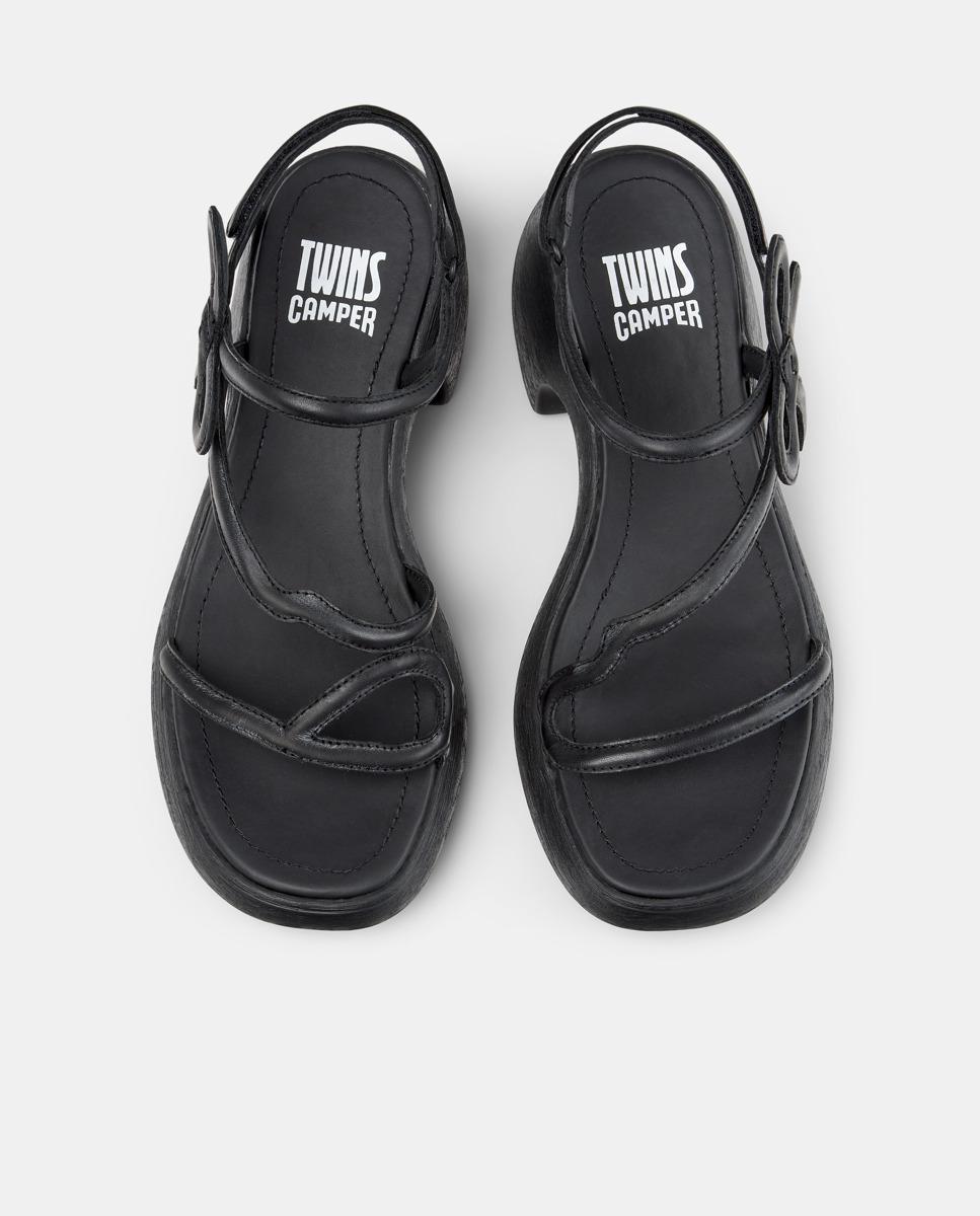 Sandalias de tacón de mujer de piel thelma twins - Camper - Negro Negro-3