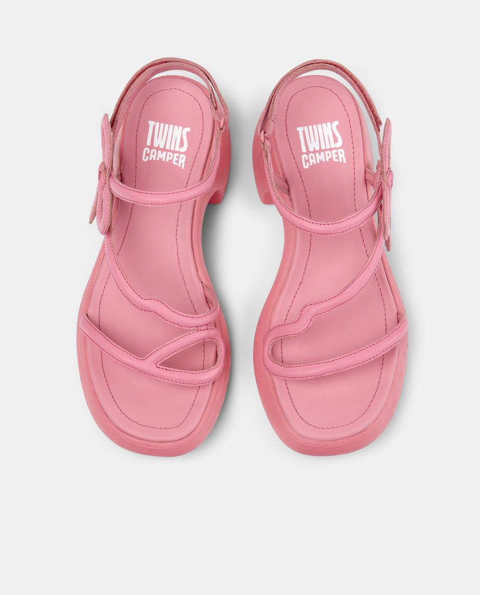 Sandalias de tacón de mujer de piel thelma twins - Camper - Rosa Rosa-3