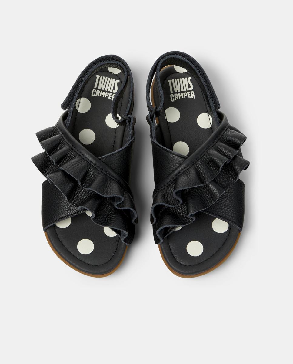 Sandalias abiertas de niña de piel right kids twins - Camper - Negro Negro-2