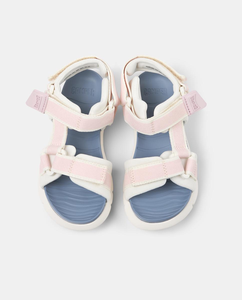 Sandalias abiertas de niño oruga cierre adherente - Camper - Blanco / Rosa Blanco / Rosa-2