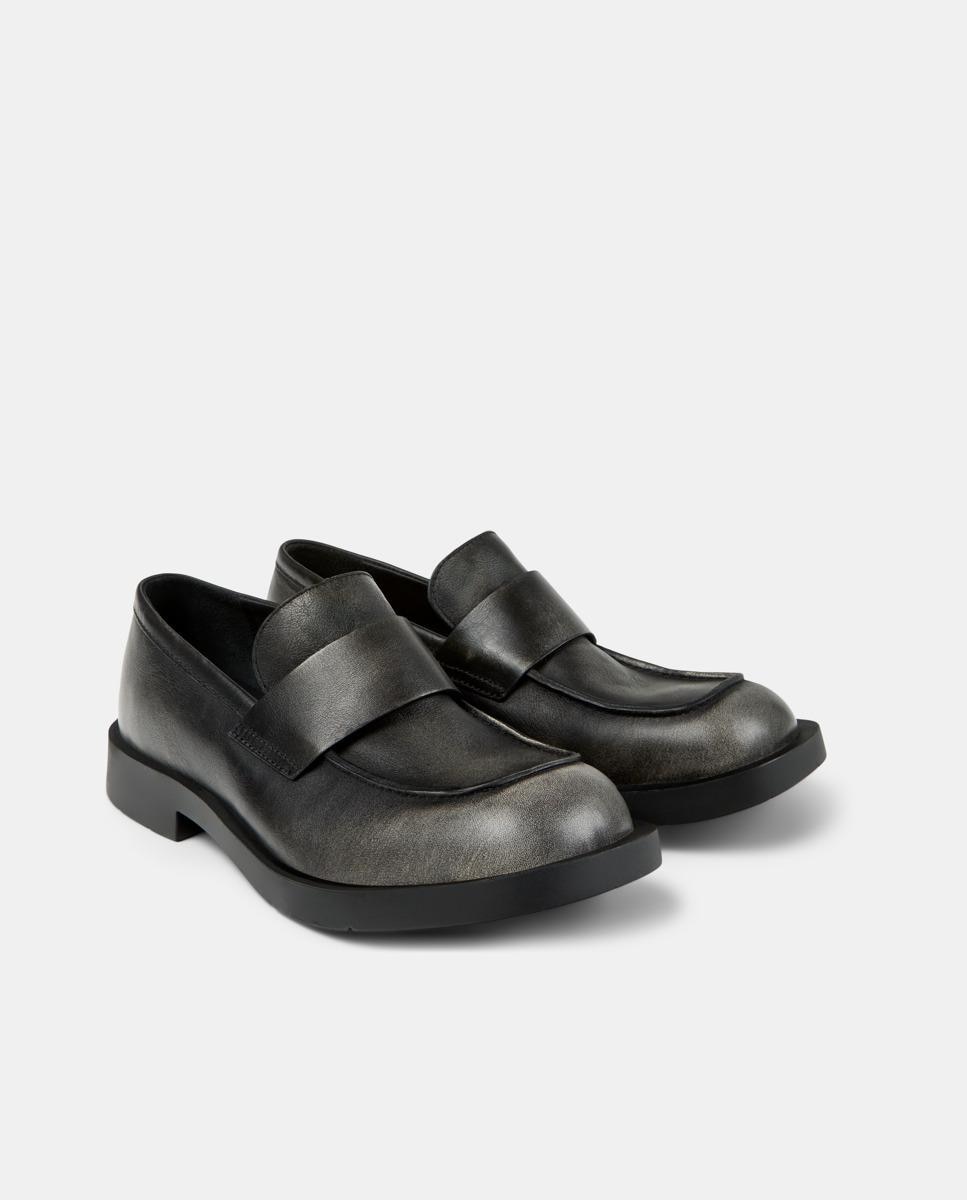 Mocasines planos unisex de piel 1978 - camperlab - Negro / Gris Negro / Gris-4