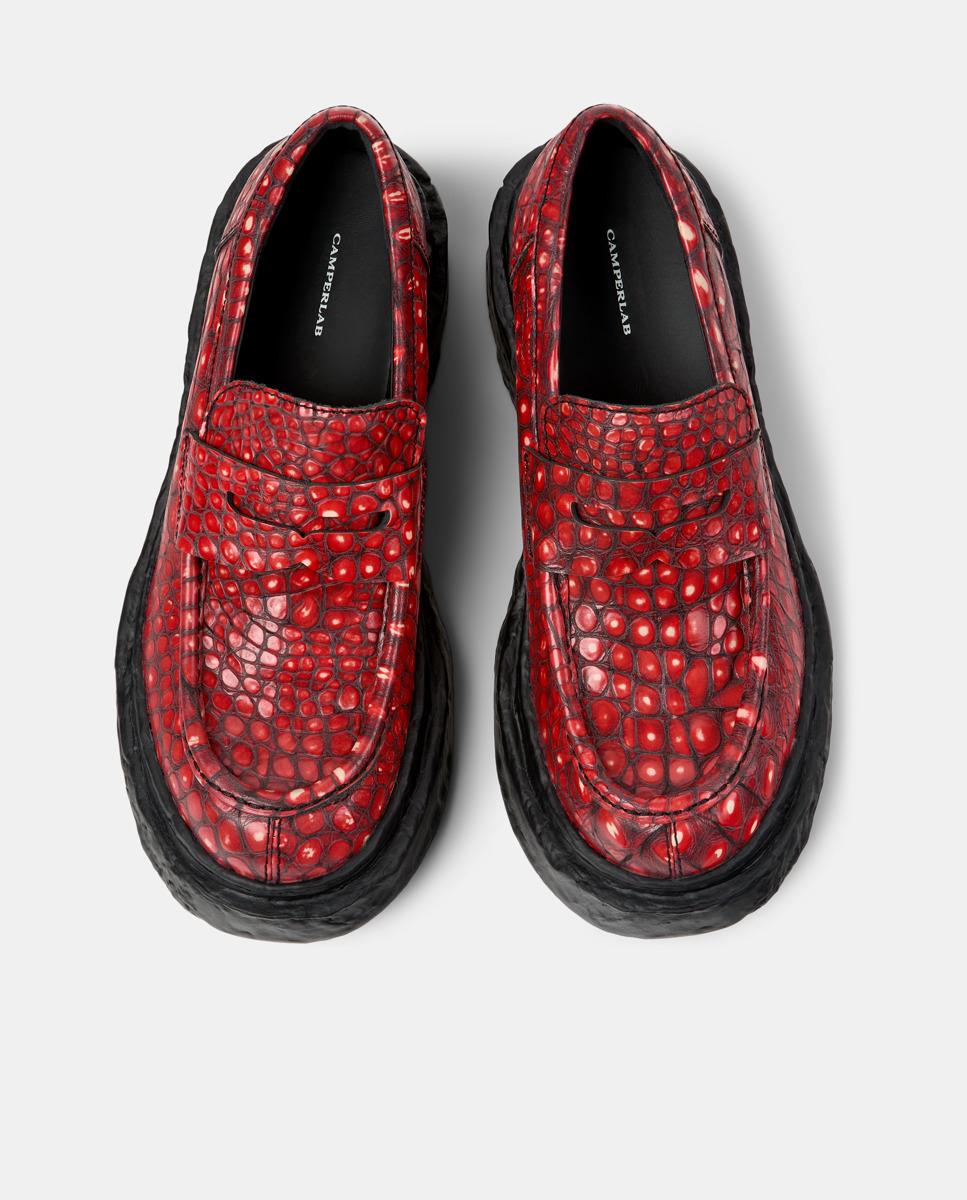 Mocasines con tacón unisex de piel vamonos - camperlab - Rojo Rojo-3