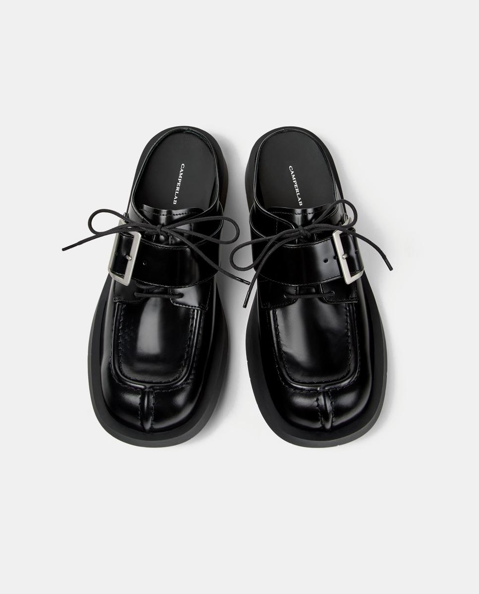 Mules planos unisex de piel 1978 - camperlab - Negro Negro-3