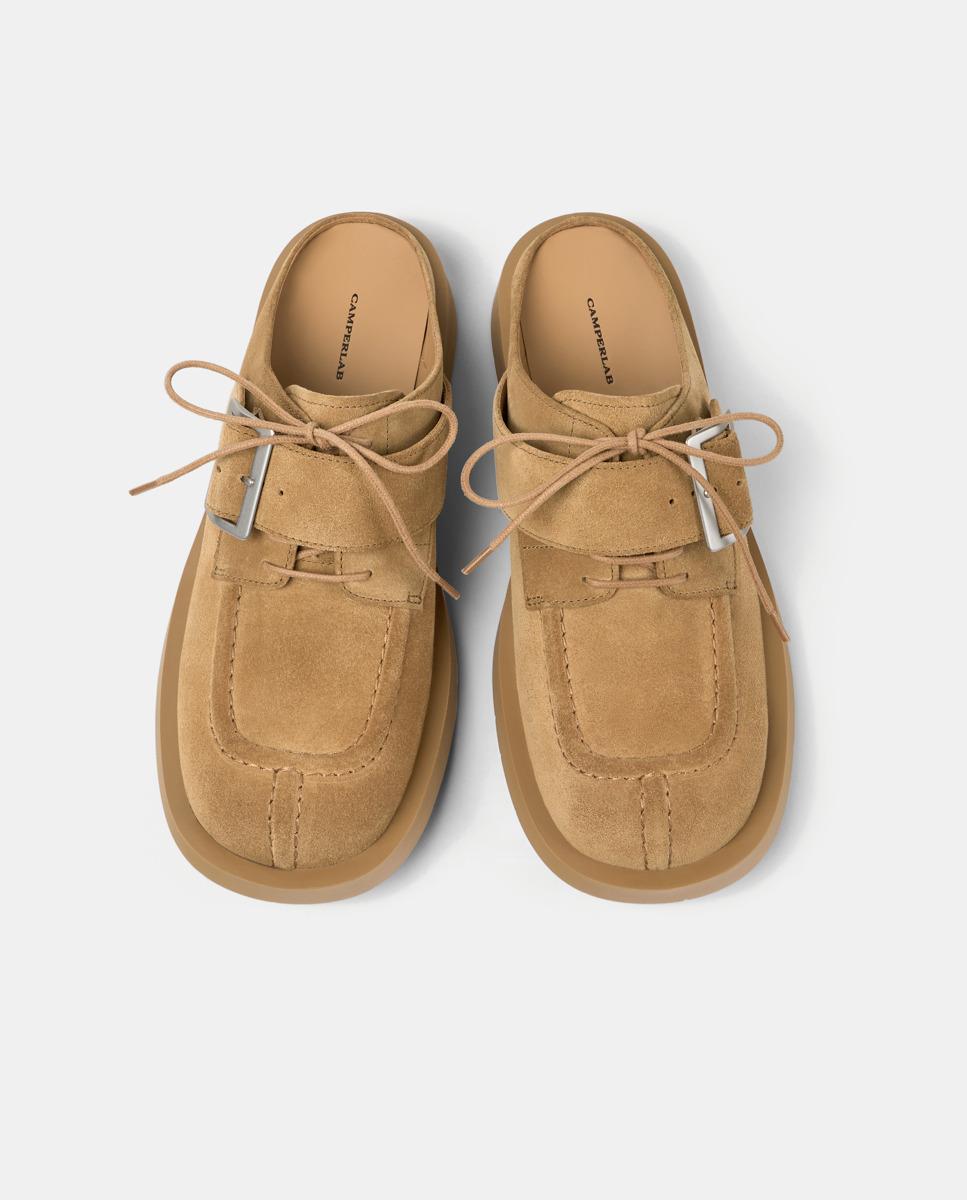 Mules planos unisex de piel 1978 - camperlab - Marrón Marrón-3