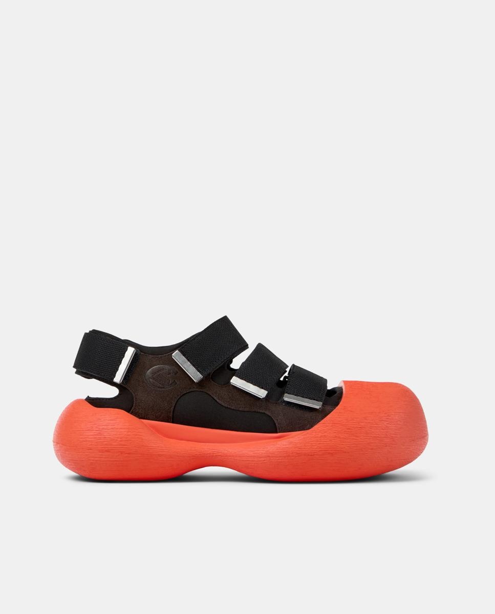 Sandalias planas unisex de piel caramba - camperlab - Negro / Rojo Negro / Rojo-1