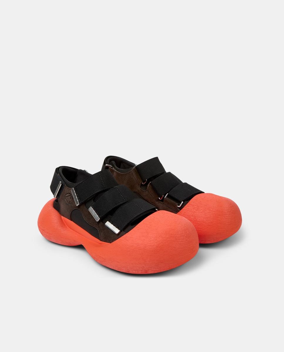 Sandalias planas unisex de piel caramba - camperlab - Negro / Rojo Negro / Rojo-4