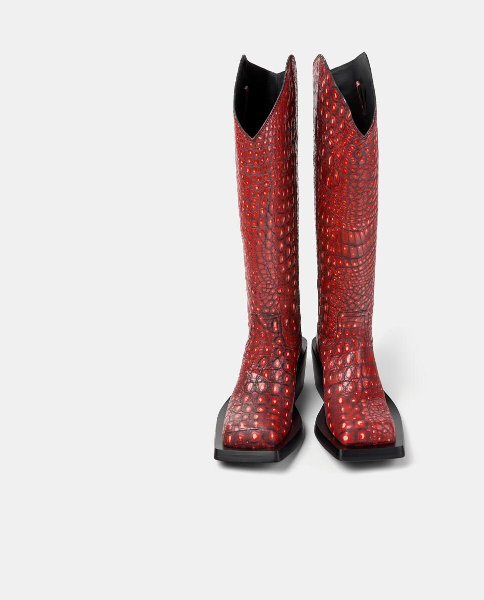 Botas cowboy unisex de piel quetal - camperlab - Rojo Rojo-2